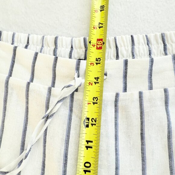 NWT Ellen Tracy Women's Linen Blend Pull-on Straight White Blue Stripe Pants XL - Picture 9 of 11
